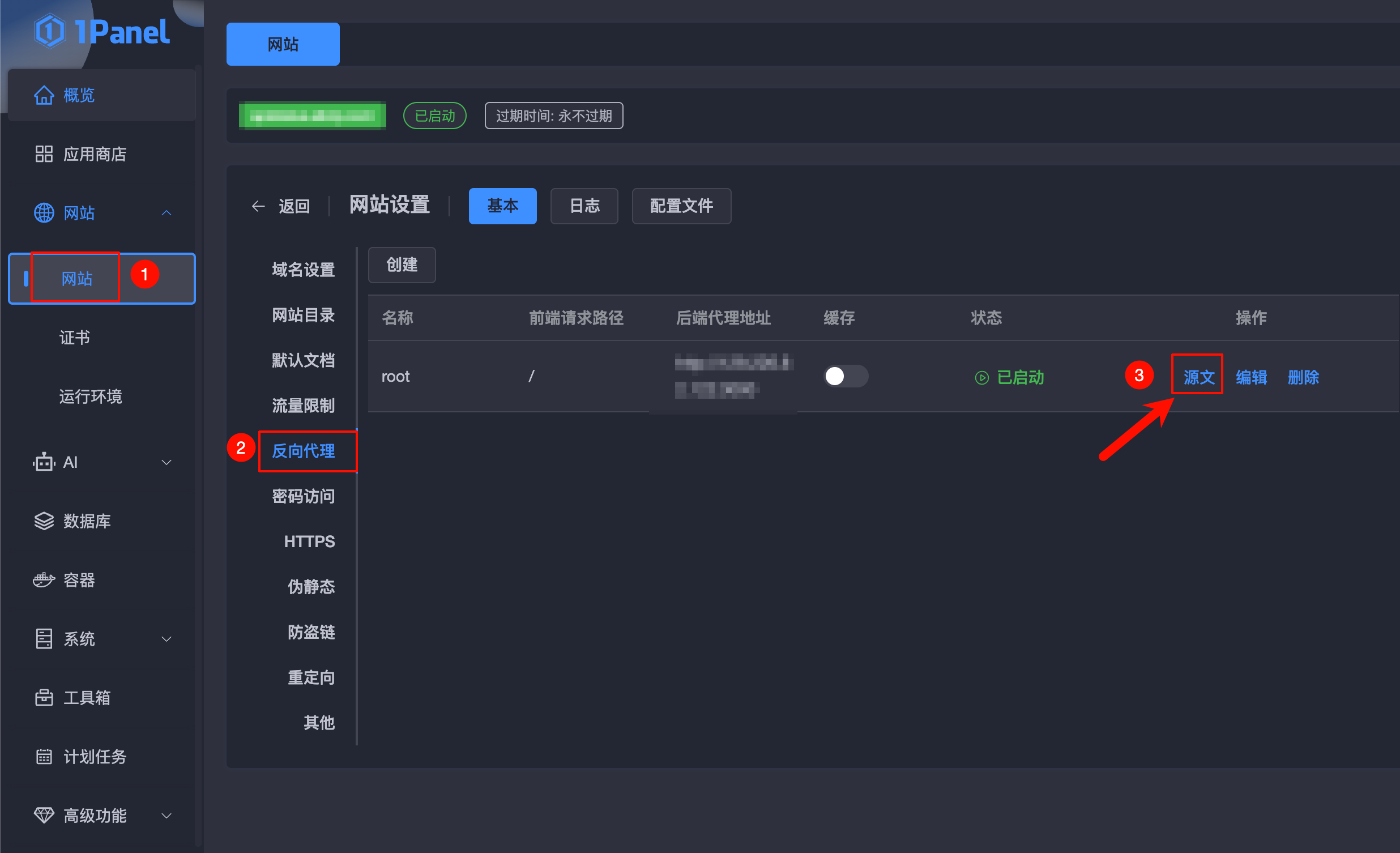 1p反向代理入口(点击配置文件)